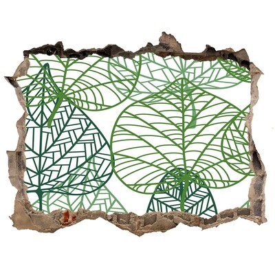 Naklejka 3D dziura Zielone liście wzór