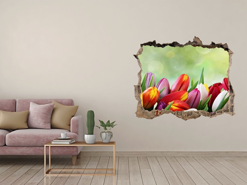 Samoprzylepna dziura na ścianę Kolorowe tulipany