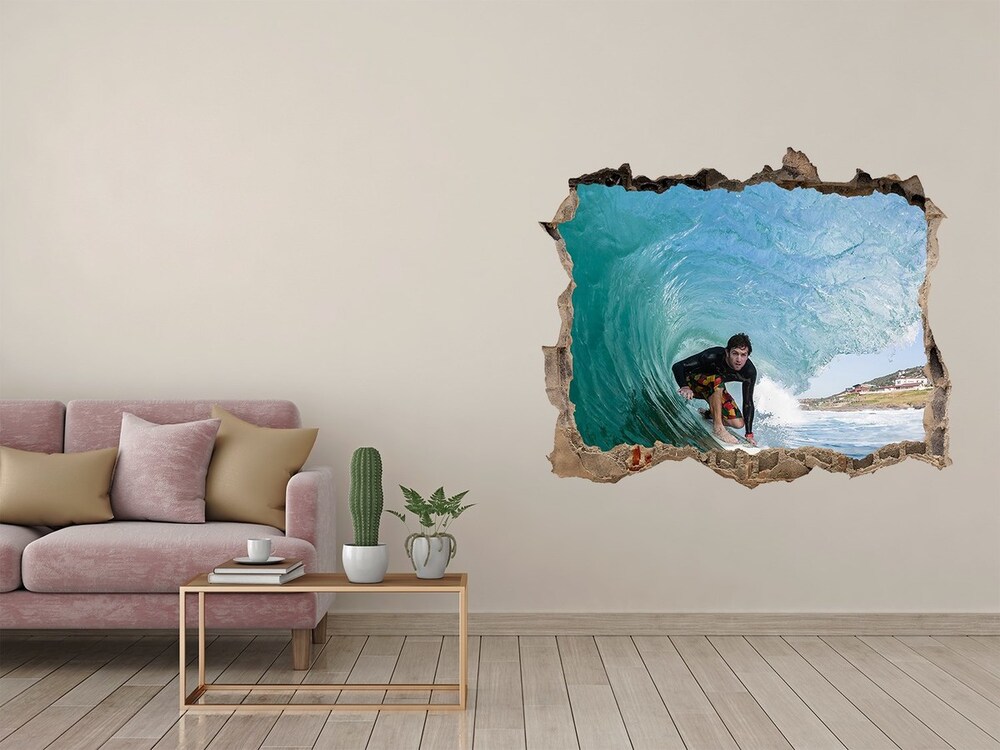 Fototapeta dziura na ścianę 3d Surfer na fali