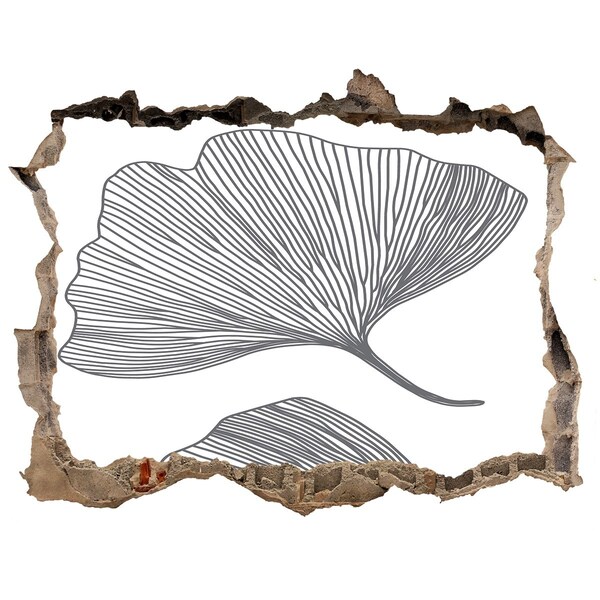 Naklejka 3D dziura na ścianę beton Liście w betonie