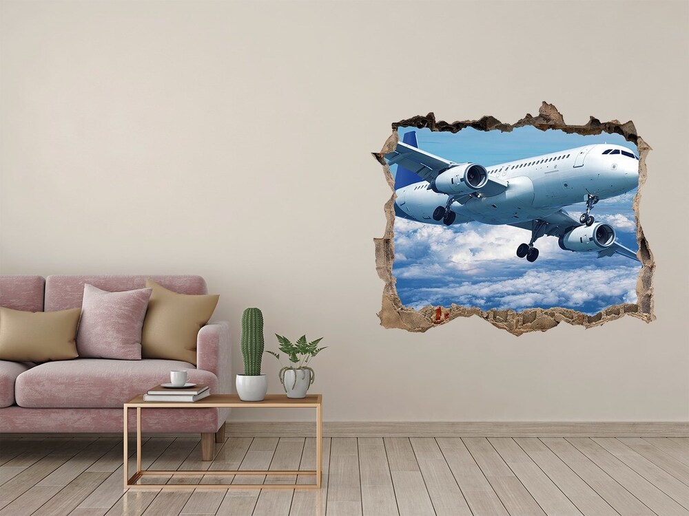 Foto zdjęcie dziura na ścianę Samolot w chmurach