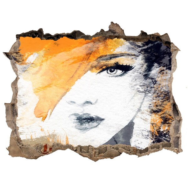 Dziura 3d fototapeta naklejka Portret w Złotych Odcieniach