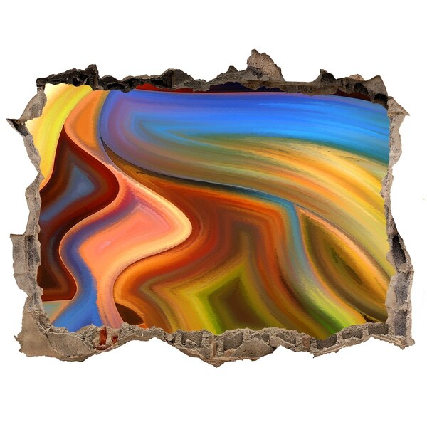 Dziura 3d fototapeta naklejka Kolorowy krajobraz w dziurze w ścianie