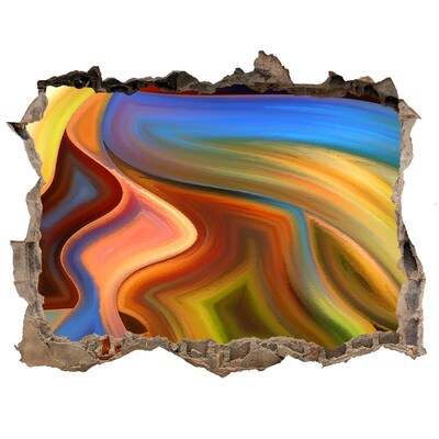 Dziura 3d fototapeta naklejka Kolorowy krajobraz w dziurze w ścianie