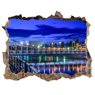 Fototapeta dziura na ścianę 3d Nocny widok na most i rzekę