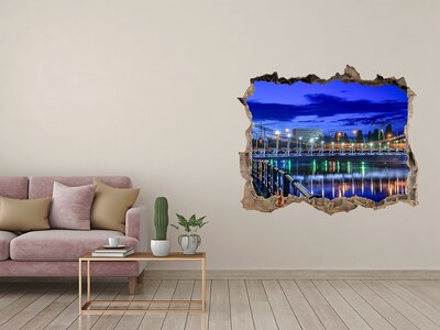 Fototapeta dziura na ścianę 3d Nocny widok na most i rzekę