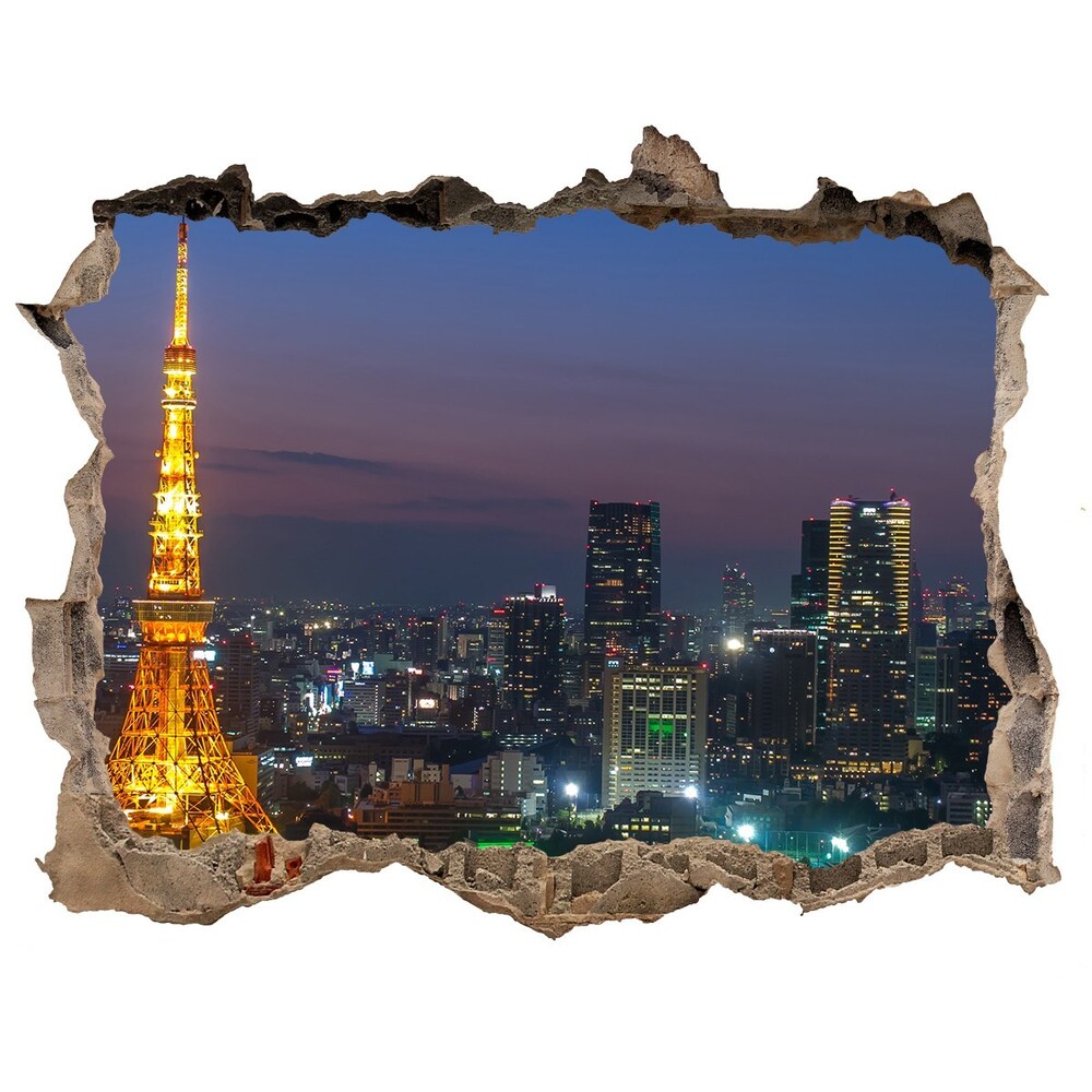 Fototapeta dziura na ścianę 3d Wieża w Tokio