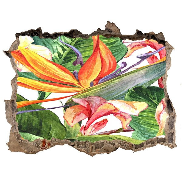 Naklejka 3D dziura na ścianę Tropikalny raj za ścianą