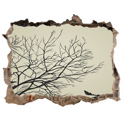 Dziura 3d fototapeta na ścianę Martwy las za zniszczoną ścianą