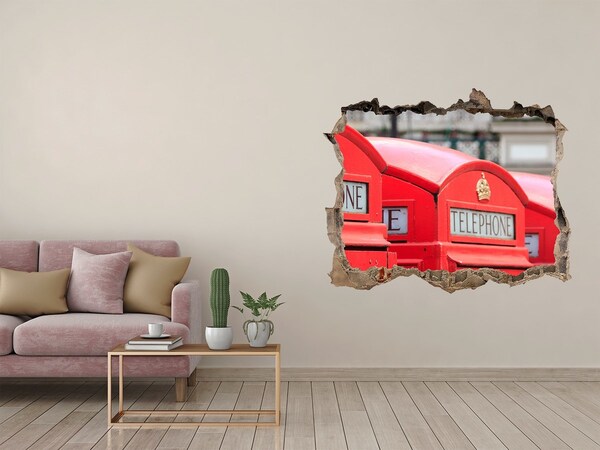 Fototapeta dziura na ścianę 3d Brytyjskie budki telefoniczne