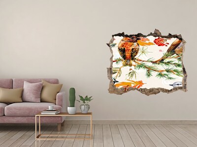 Naklejka 3D dziura samoprzylepna Ptaki w leśnym krajobrazie