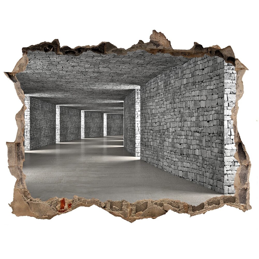 Dziura 3d fototapeta naklejka Tunel z cegły