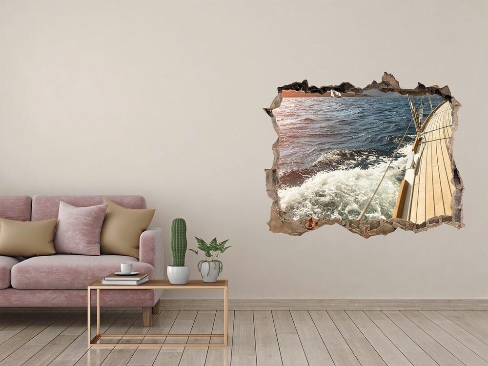 Foto zdjęcie dziura na ścianę Żaglówka na morzu