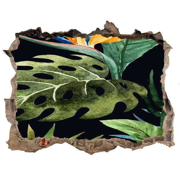 Naklejka 3D dziura na ścianę Tropikalna dżungla za ścianą