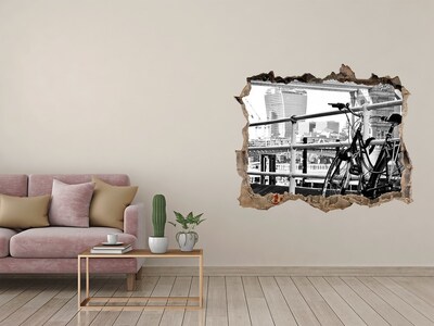 Fototapeta dziura na ścianę 3d Bicykl przy miejskim nabrzeżu