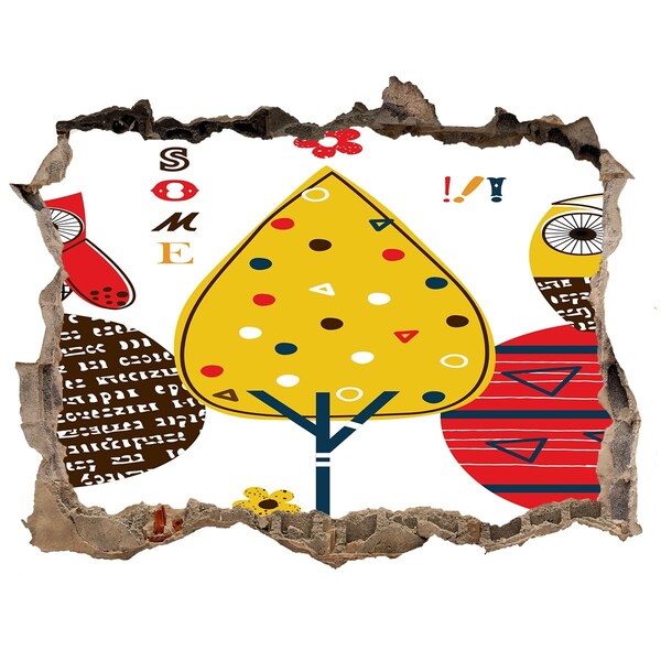 Samoprzylepna naklejka na ścianę Kolorowe drzewa w dziurze w ścianie