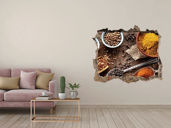 Naklejka 3D dziura beton Kuchenne przyprawy
