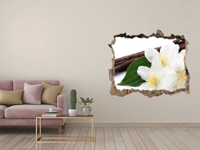 Samoprzylepna dziura na ścianę Kwiaty jaśminu w betonie