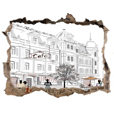 Dziura 3d fototapeta na ścianę Kawiarnia w europejskim stylu