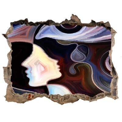 Dziura 3d fototapeta na ścianę Oblicza w chaosie kolorów