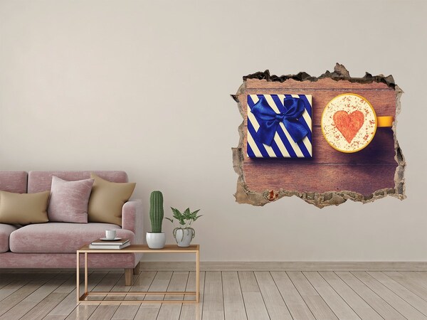 Samoprzylepna naklejka beton Kawowy upominek z sercem