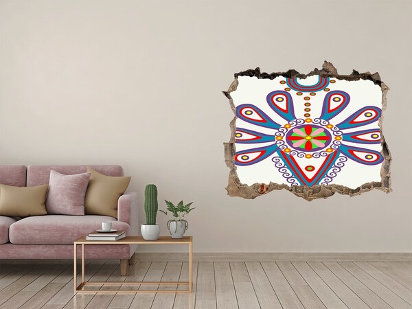 Dziura 3d fototapeta naklejka Kolorowy wzór na tle uszkodzonej ściany