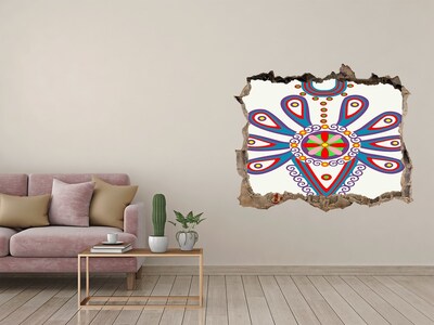 Dziura 3d fototapeta naklejka Kolorowy wzór na tle uszkodzonej ściany