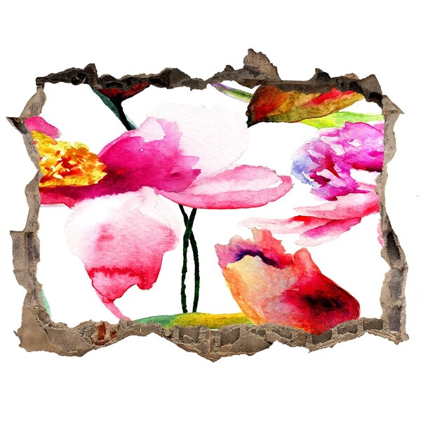 Dziura 3d fototapeta naklejka Kwiatowy ogród za ścianą