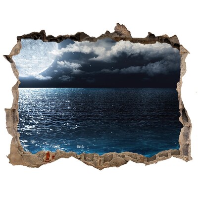 Foto zdjęcie dziura na ścianę Nocny widok na morze