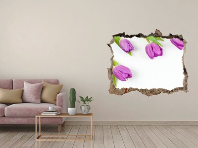 Samoprzylepna dziura na ścianę Fioletowe tulipany