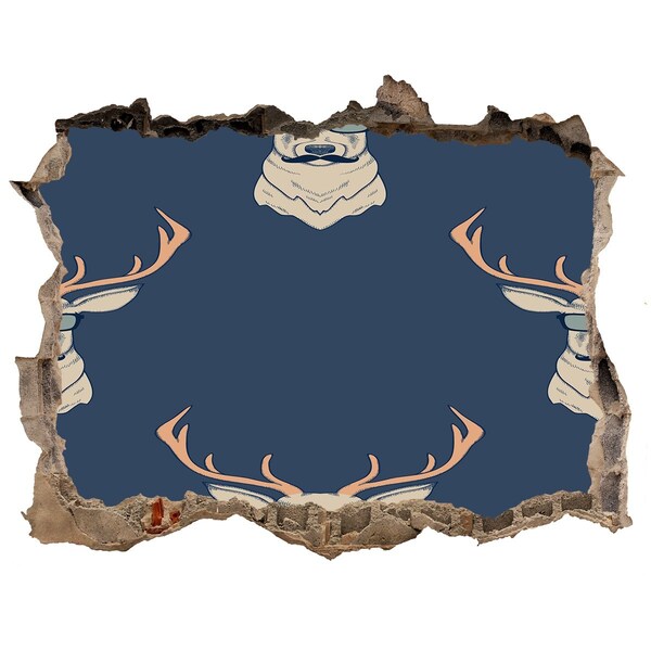 Dziura 3d fototapeta naklejka Jeleń w okularach przeciwsłonecznych