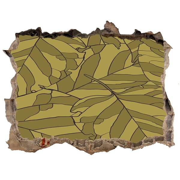 Okleina 3D dziura na ścianę Liście w betonie