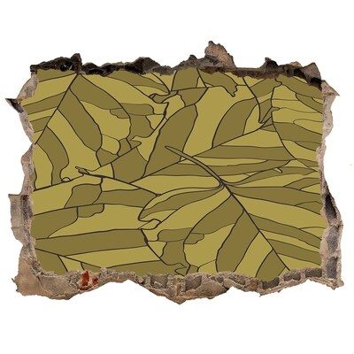 Okleina 3D dziura na ścianę Liście w betonie