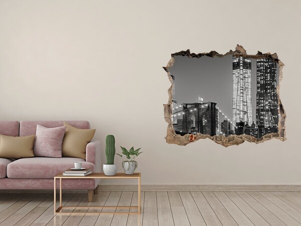 Fototapeta dziura na ścianę 3d Manhattan nocą