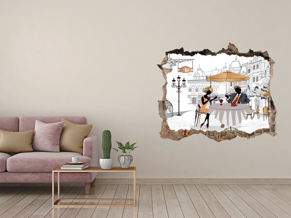 Dziura 3d fototapeta naklejka Kawiarnia w europejskim stylu