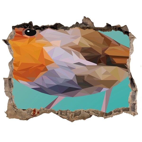 Dziura 3d fototapeta naklejka Ptak w dziurze w ścianie