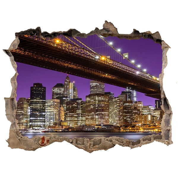 Fototapeta dziura na ścianę 3d Manhattan nocą