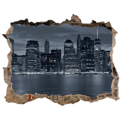 Fototapeta dziura na ścianę 3d Nowy Jork nocą