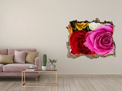 Samoprzylepna dziura na ścianę Kolorowe róże
