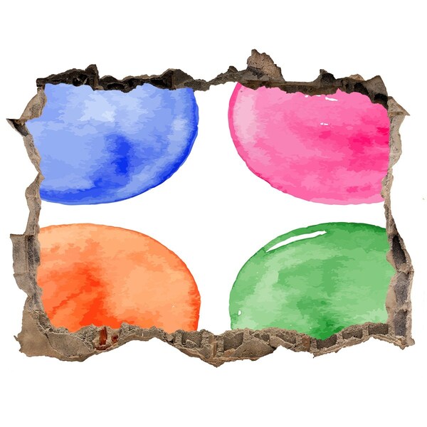 Fotoobraz dziura na ścianę Kolorowe kule w dziurze w ścianie