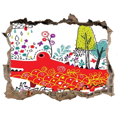 Samoprzylepna naklejka Krokodyl w kolorowym krajobrazie