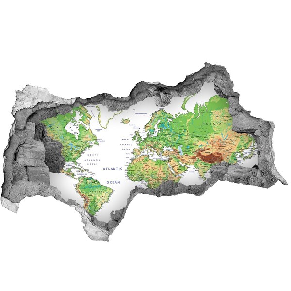 Samoprzylepna dziura na ścianę Mapa świata