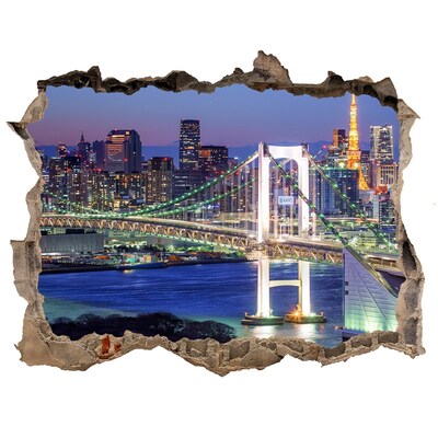 Fototapeta dziura na ścianę 3d Most w Tokio