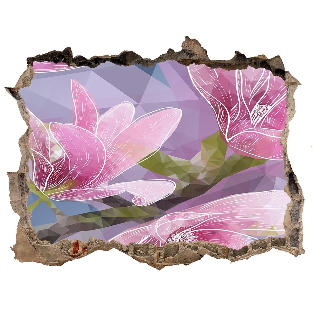 Okleina 3D dziura na ścianę Różowa magnolia