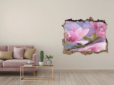 Okleina 3D dziura na ścianę Różowa magnolia