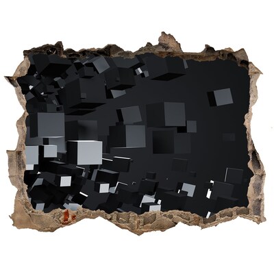 Dziura 3d fototapeta naklejka Czarne sześciany w przestrzeni 3D