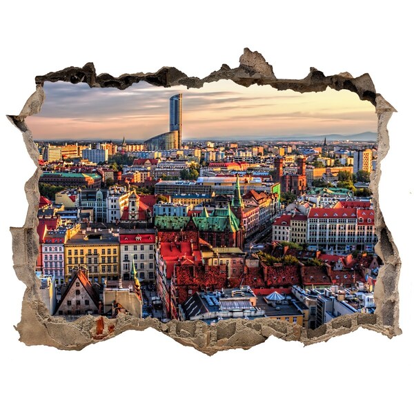 Fototapeta dziura na ścianę 3d Widok na miasto z lotu ptaka