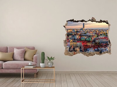 Fototapeta dziura na ścianę 3d Widok na miasto z lotu ptaka