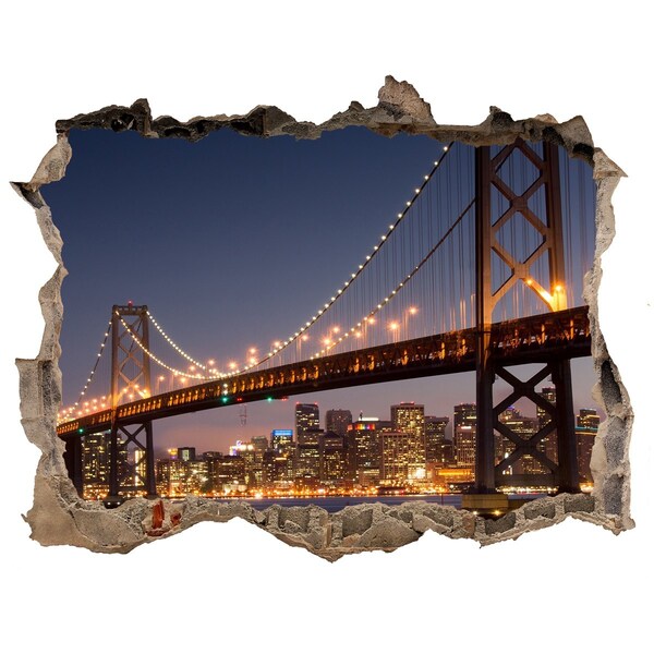 Fototapeta dziura na ścianę 3d Most w San Francisco nocą