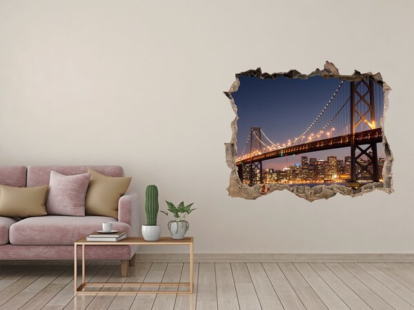 Fototapeta dziura na ścianę 3d Most w San Francisco nocą